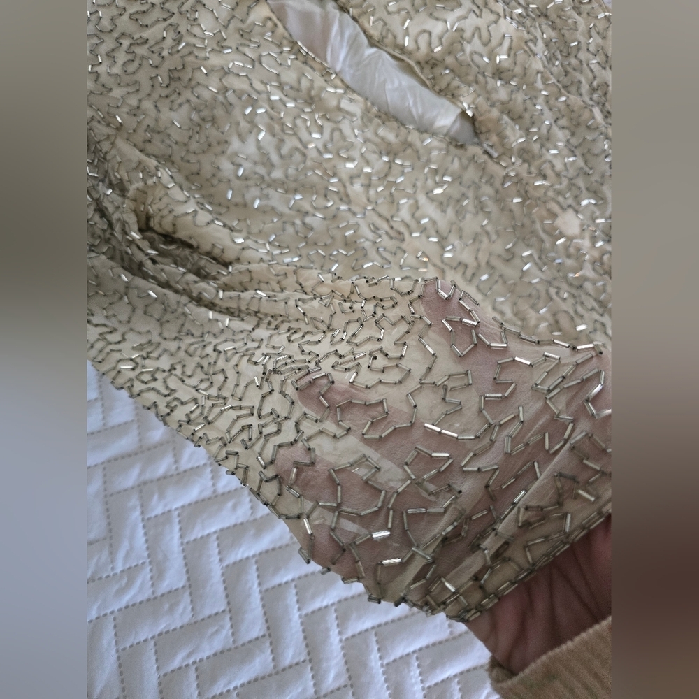 Elegant Vintage Black Tie Silk Sequin Dress - Picture 9 of 12